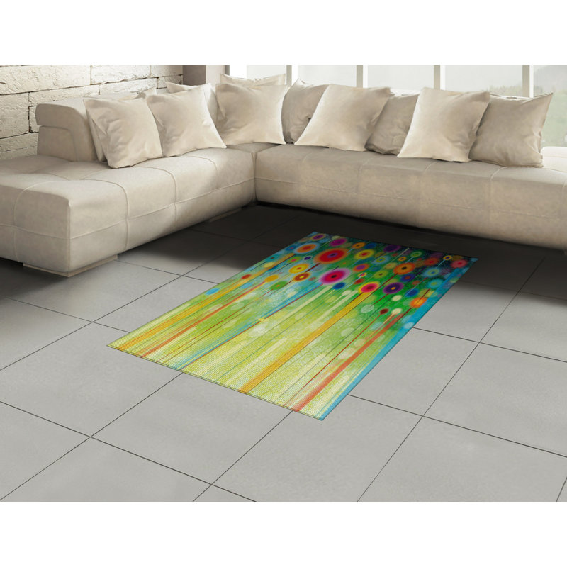Floral High Density Long Fiber Poly Threads Decorative Area Rug Carpet, Rectangle 4' x 5'8"