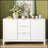 Sideboard with Wave Design - 3 Adjustable Shelves, 3 Drawers & Soft-Close Doors, Storage Console Table with Metal Handles, Suitable for Study, Hallway and Living Room-1141832143
