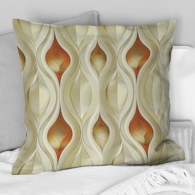 Coussin décoratif moderne beige et orange Ogee Art, H 18 po x l 18 po