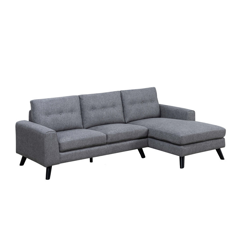 Canapé modulaire 2 pièces avec méridienne droite, chenille gris clair, Gris chenille