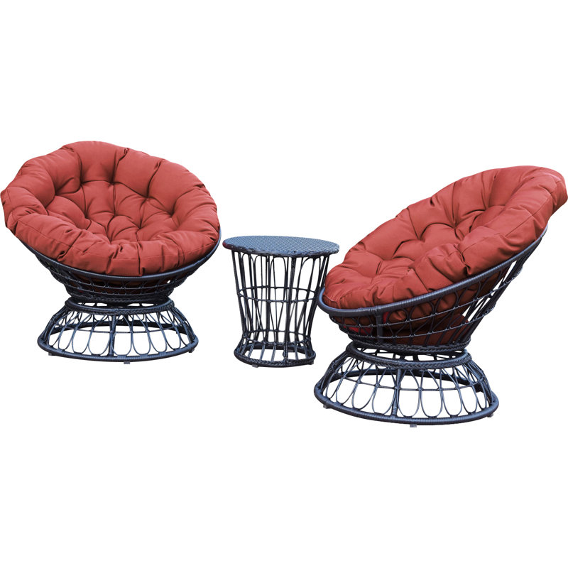 Barrigan 2 - Person Patio Conversation Set with Cushions, Brick Red