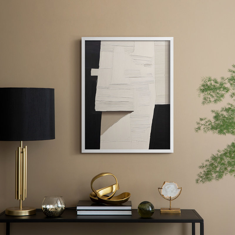 Série ABSTRACT DCLV III, reproduction encadrée - bois massif, H 15 po x l 12 po, Blanc