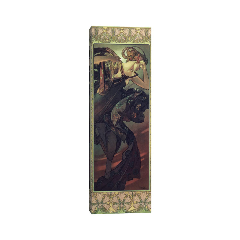 The Moon And The Stars: Evening Star, 1902 by Alphonse Mucha - Wrapped Canvas Panoramic Painting