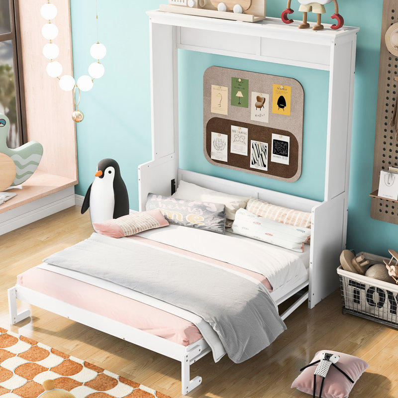 Grand lit blanc avec tablette de rangement pratique - Conforme aux exigences quotidiennes