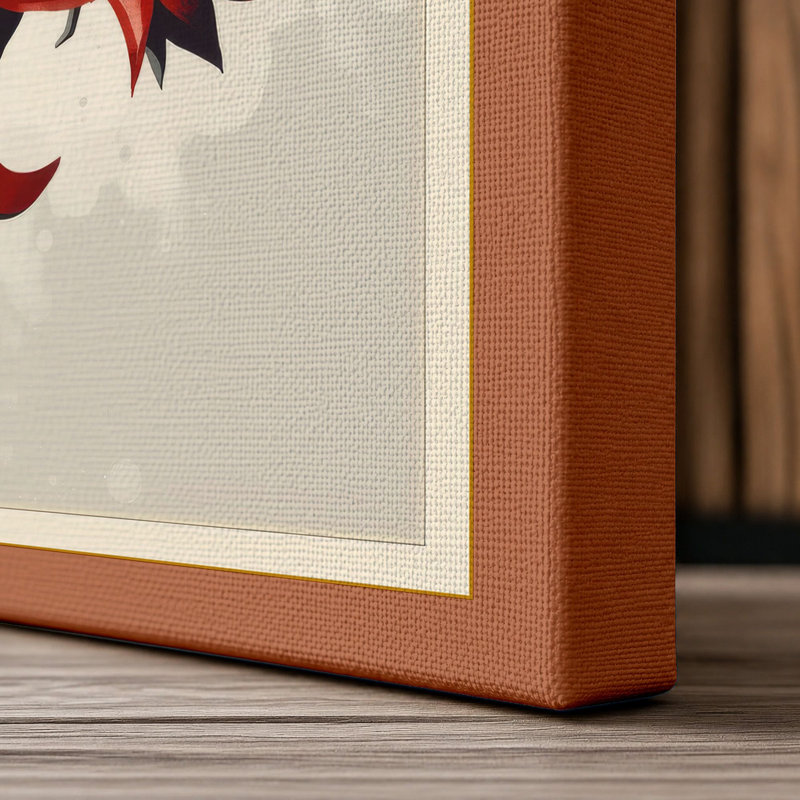 Pomegranate Branch Japandi - Wrapped Canvas, 36x24 - 91.4 x 61.0 cm, Terracotta Border