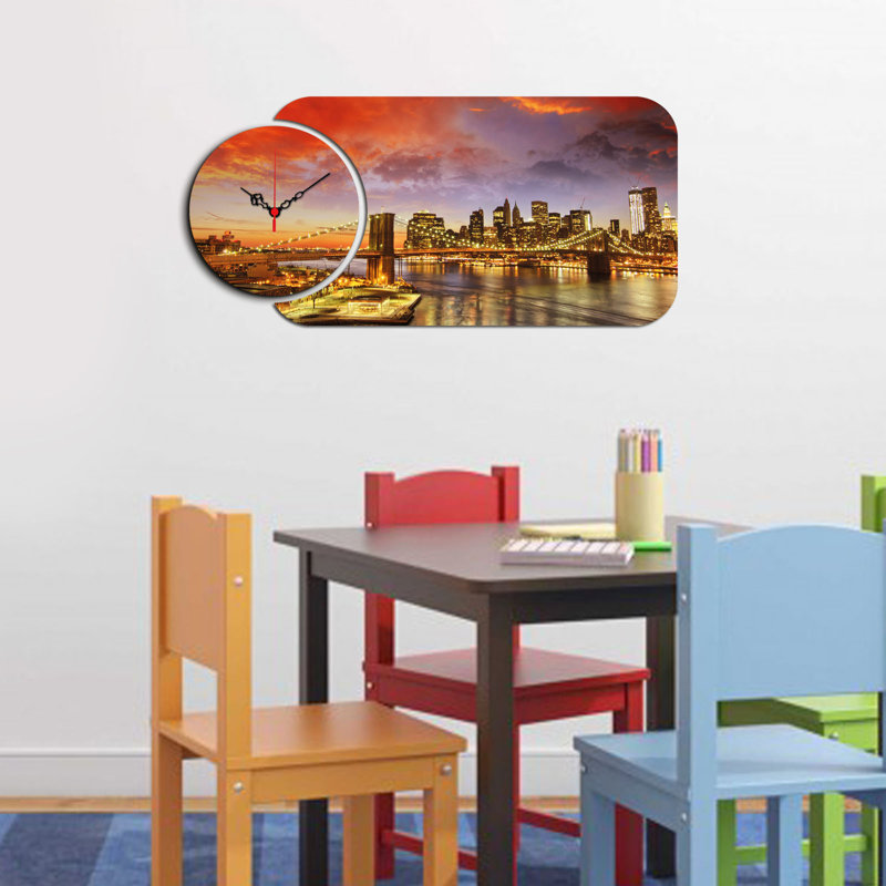 Ensemble de 2 horloges murales décoratives Chic, design moderne, 26,8 x 12,6 pouces | Fabrication 100% bois aggloméré, épaisseur: 0,1 pouce | Parfait pour le salon, le bureau ou la chambre à coucher, les garde-temps élégants et fonctionnels