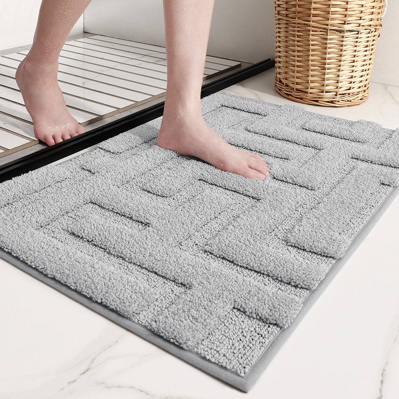 Non-Slip Bath Rug, 20" L x 32" W, Gray