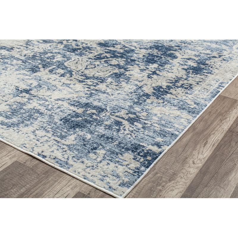 Tapis bleu rétro Lavallée Lavallée, Rectangle 8 pi x 10 pi