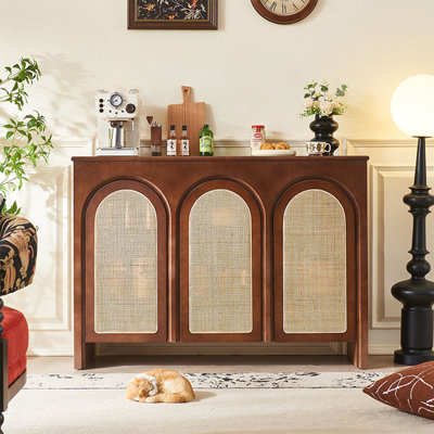 Wabi-Sabi Style Solid Wood & Rattan Sideboard