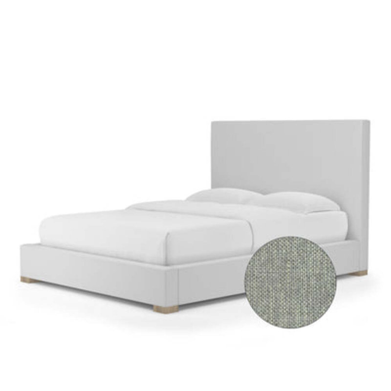 Sloan Upholstered Bed, California King, Pebble Weave Linen Haze, Natural