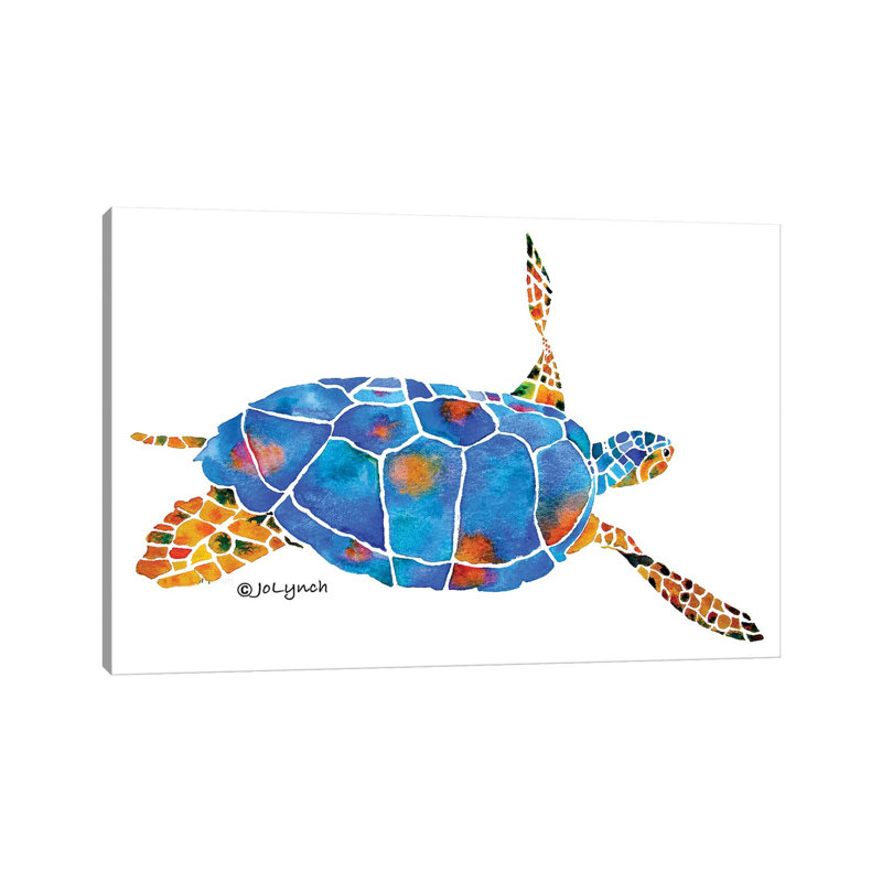 «Sea Turtle IV» par Jo Lynch - reproduction d'art, Toile tendue, Aucun mat, H 18 po x l 26 po x P 1,5 po