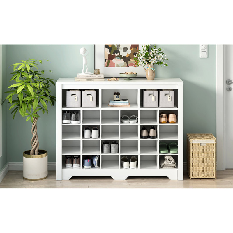 Armoire pour 24 chaussures, blanc moderne et compartiment fait de panneaux de particules - utilisation polyvalente à la maison