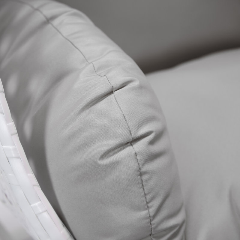 Balancelle d'extérieur pour 1 personne avec support Brookstonval, support pour œuf suspendu en osier tissé à la main, structure en fer résistant aux rayons UV, méridienne de patio rembourrée pour porche, jardin, balcon et cour arrière