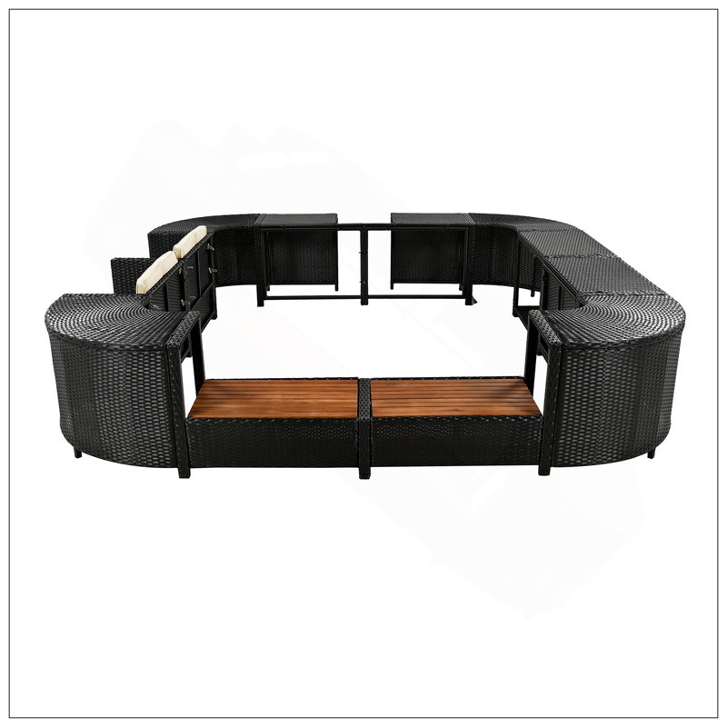 Ensemble de canapé modulaire Spa avec mini canapé, sièges et plusieurs espaces de rangement pour l'extérieur, Beige