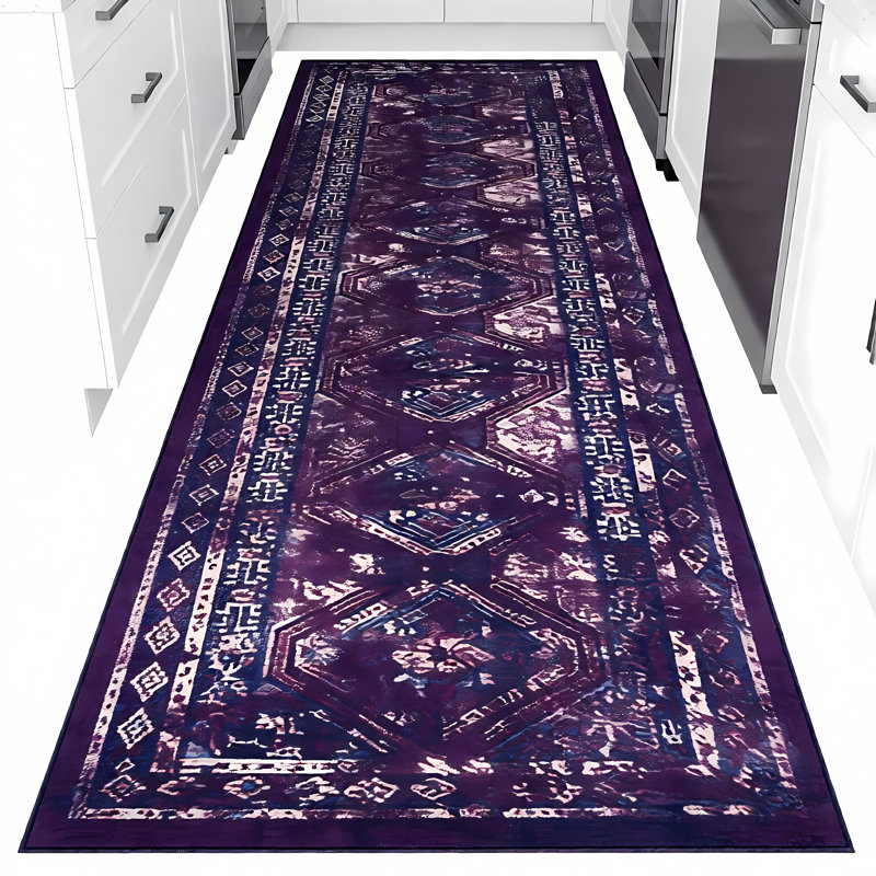 MAVAL Black Washable Area Rug Doormat Rug, Runner 2'6" x 10'