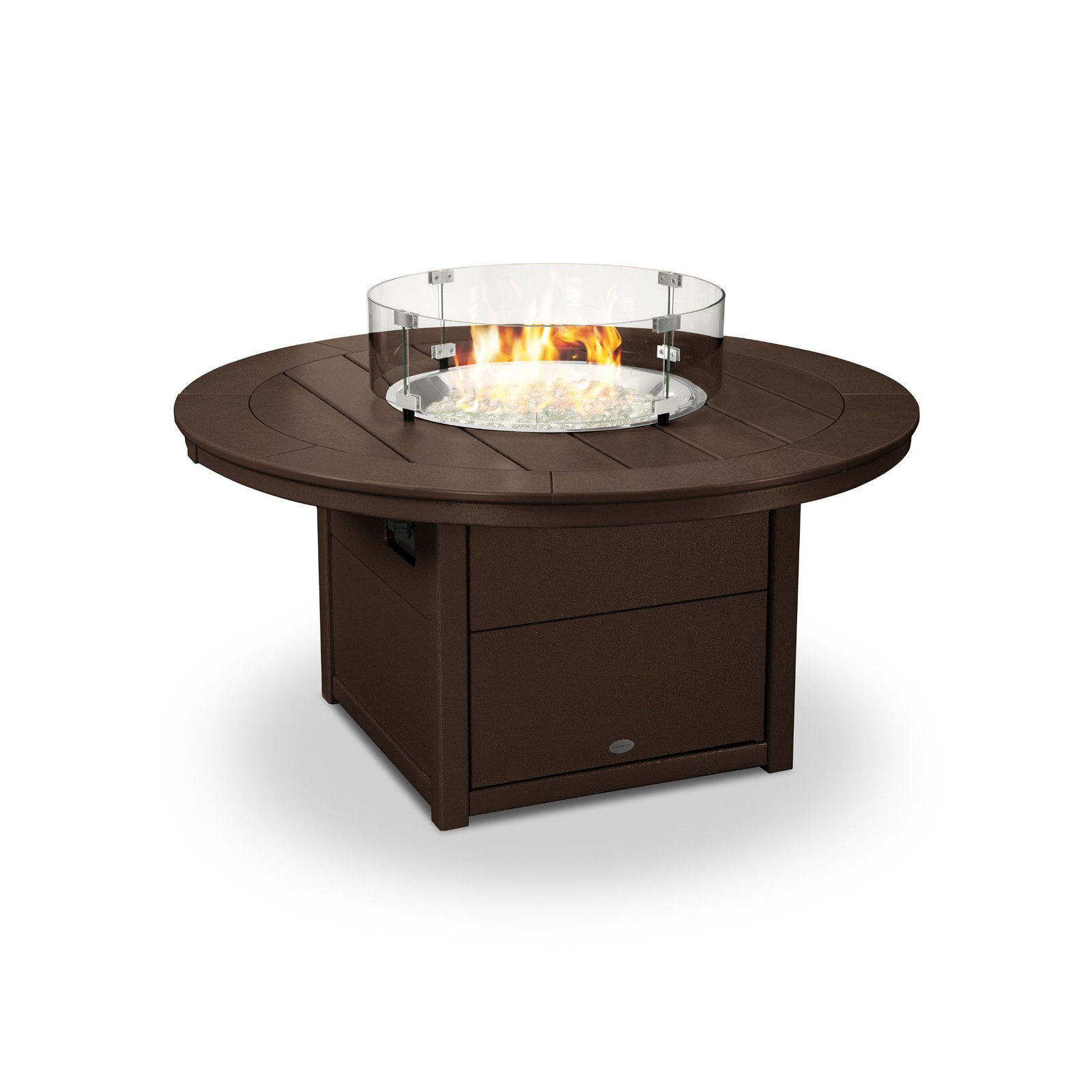 POLYWOOD® Tables Round 48" Fire Pit Table, Mahogany