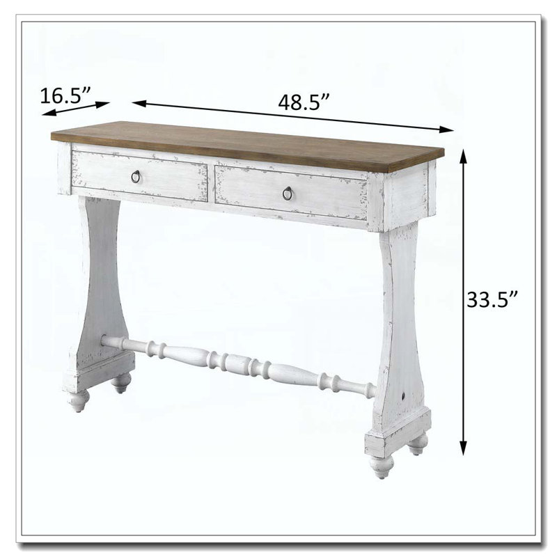 Antique White 2-drawer Console Table