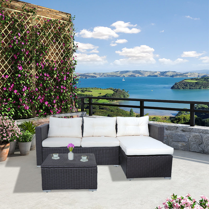 Wendling Wicker 4 - Person Modular Patio Conversation Set with Cushions