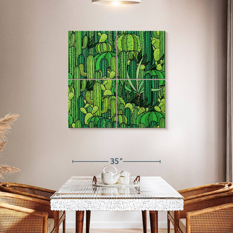 Harnek Green Cactus Pattern, 38" H x 38" W