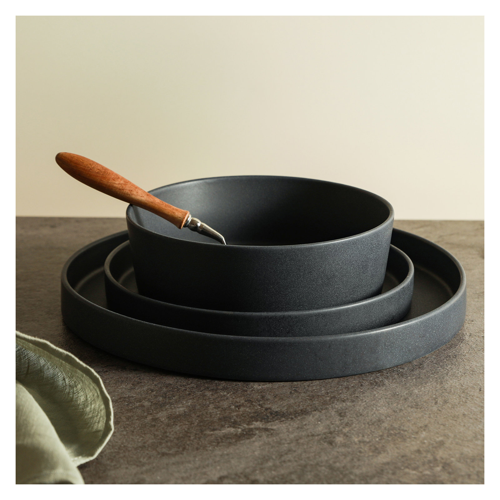 MODAN Stoneware Dinnerware Set, Charcoal