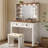 Vanity Desk With Mirror And Lights 31.5" W Farmhouse Makeup Vanity Desk With Charging Station And 2 Drawers & Shelves 3 Color Modes Adjustable, Stool Not Included-1832285628