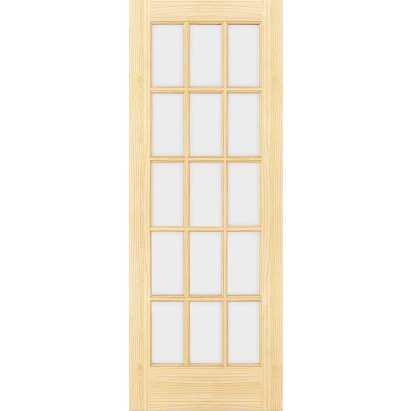Porte française en verre transparent 15-Lite, 30 po x 80 po, Inachevé