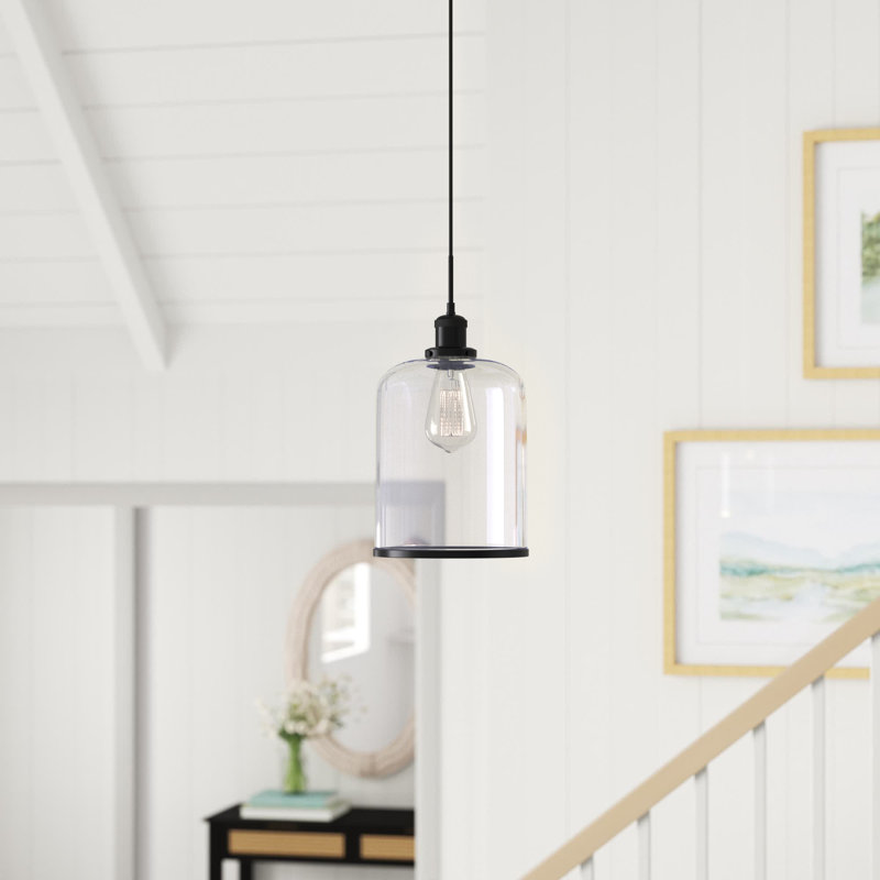 Luminaire suspendu en pot 1 lumière Edremit, Noir, 8"