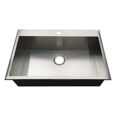 Kingston Brass Uptowne 31.5-Inch Stainless Steel Self-Rimming 1-Hole Single Bowl Drop-In Kitchen Sink