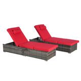 2 Pieces Outdoor Chaise Lounge Chair with Adjustable Backrest