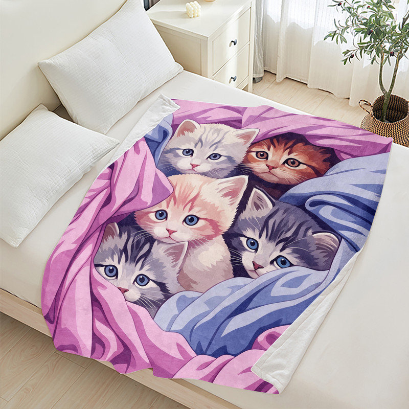 Jeté JYK, L 50 po x l 60 po, Kittens Under Blanket