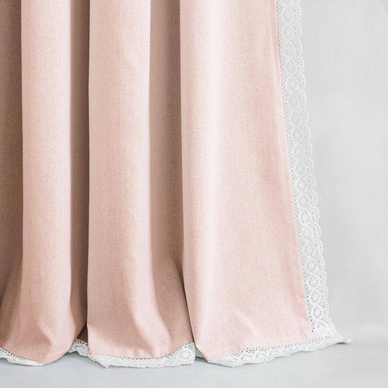Cotton Blend Semi Sheer Curtain, Blush, 137cm W x 213cm L