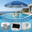 Parasol de piscine flottant 7 pieds avec base et porte-gobelets - Table d'ombrage portable pour piscine, plage et lac avec sac de transport