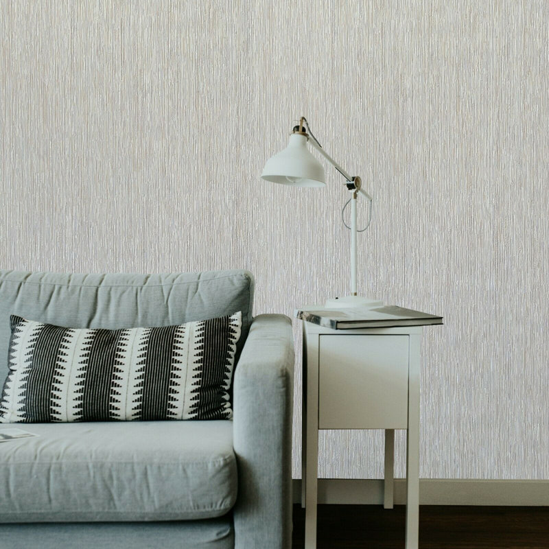 Papier peint texturé uni Averlee Stria Lines, Beige / brun clair / gris