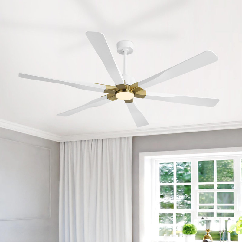 Ventilateur de plafond d'intérieur à 6 pales 68 "/ 78" avec télécommande et éclairage , Blanc, 68 po de largeur