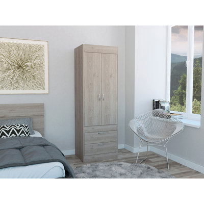 Lisboa Armoire, Rod, Double Door, Two Drawers, Metal Handles by Latitude Run