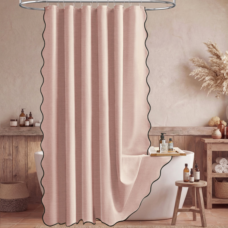 Rideaux de douche Boho Linen, H 72 po x l 72 po, Rosé