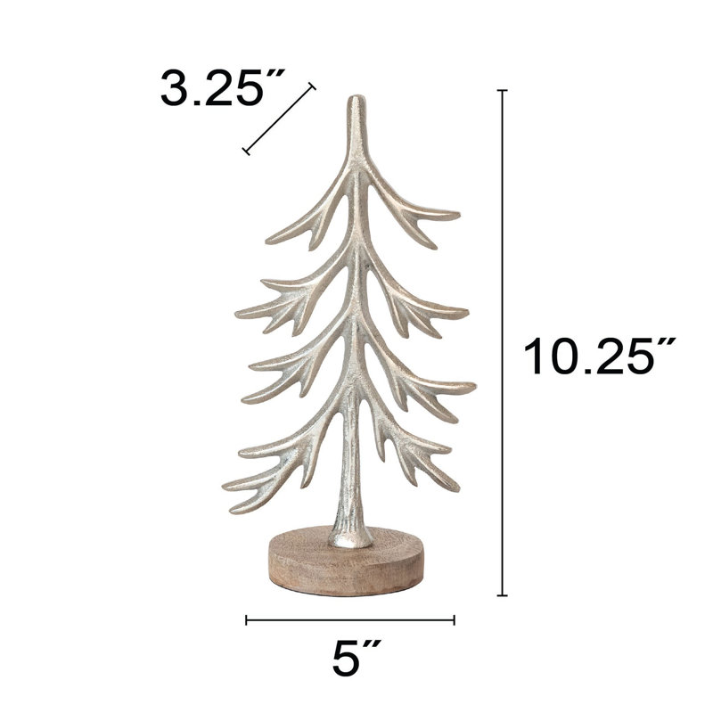Cast Aluminum Tree With Mango Wood Base