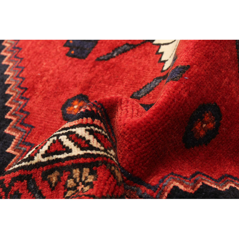 Tapis rouge Anadol noué à la main de conception unique 3 pi 5 po x 6 pi 3 po