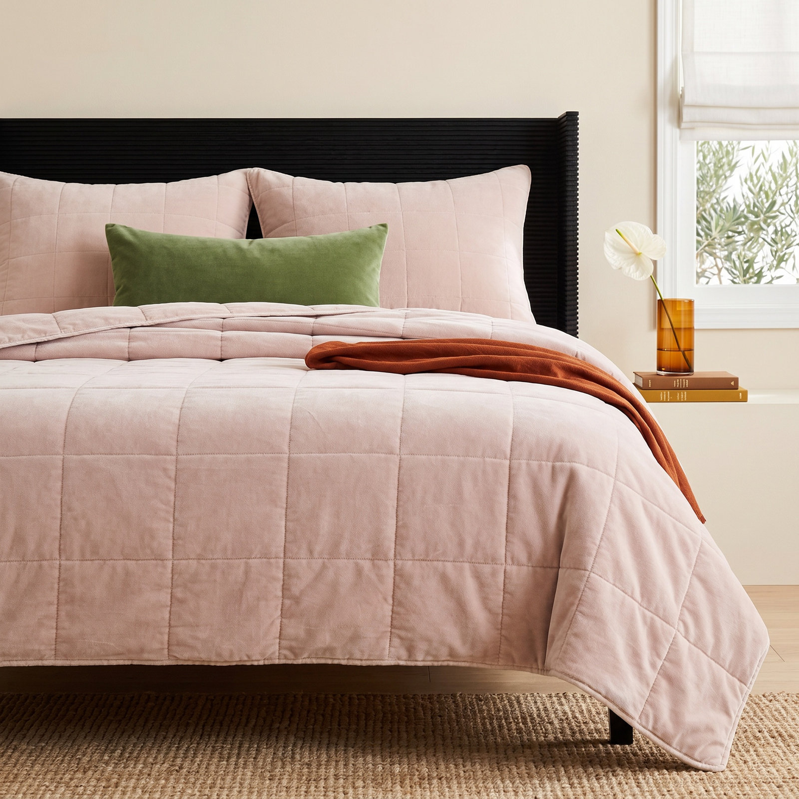 Amsterdam Cotton Coverlet Set, Blush, Queen Coverlet/Bedspread