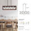 Luminaire suspendu de style campagnard industriel en bois rouge 32 po, lustre 5 lumières pour salle à manger, îlot de cuisine, décor de café (sans ampoules)