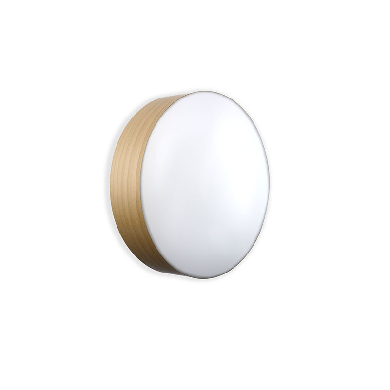 Gea 1 - Light Flush Mounted Sconce, Natural Beech, 16.5" H x 16.5" W x 3.9" D, GX53