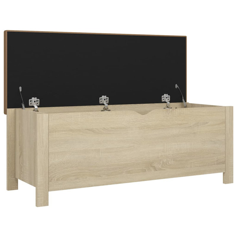 Banc de rangement en similicuir Atalfo, Brun clair, Chêne de Sonoma