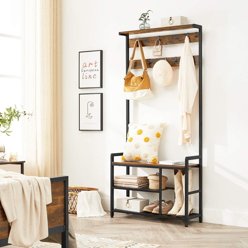 Alyeska Hall Tree 84cm Wide with Bench and Shoe Storage