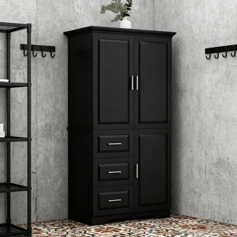 Multi-Functional Tall Storage Cabinet: Versatile Large-Capacity Organizer For Bathroom/Office/Kitchen (Available In Black/White/Gray)