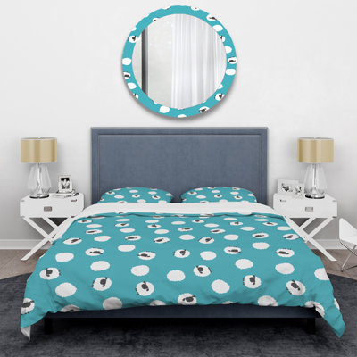 White Circles Pattern - Abstract Duvet Cover Set - Microfiber Polyester