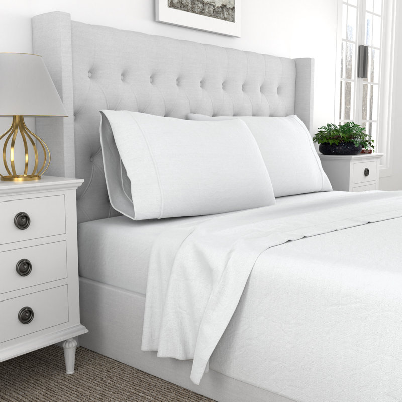 1200TC Premium Cotton-Blend Ultra-Soft Sateen Sheet Set, Star White, King Sheet Set with 2 Pillowcases