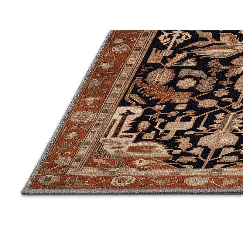 Machine Washable Turkish Brown Area Rug, Round 6'
