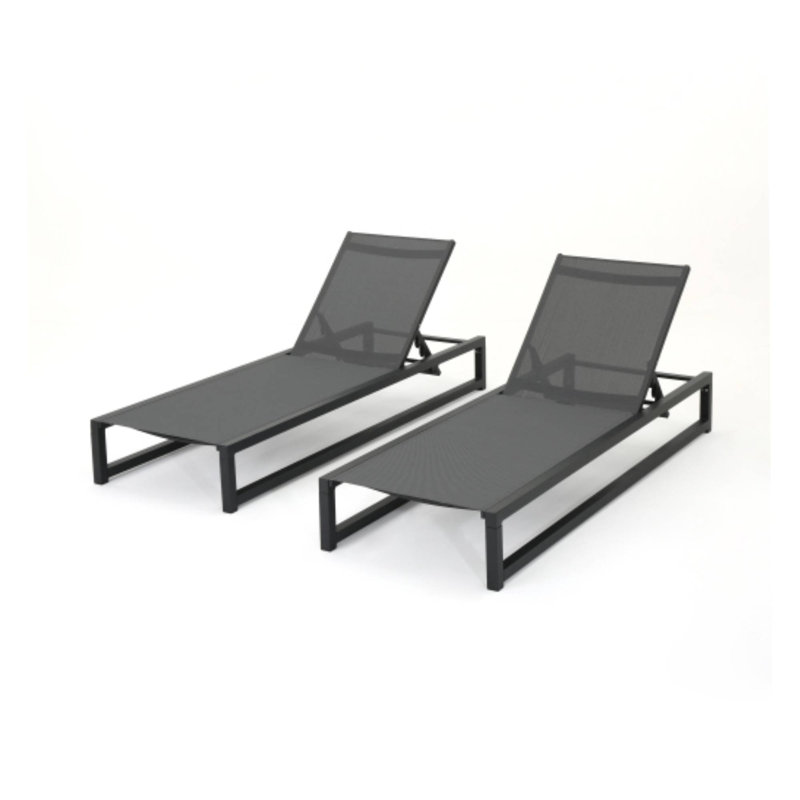 Patio Chaise Lounge( SET OF 2 ) - Durable, Adjustable For Poolside & Garden, 2
