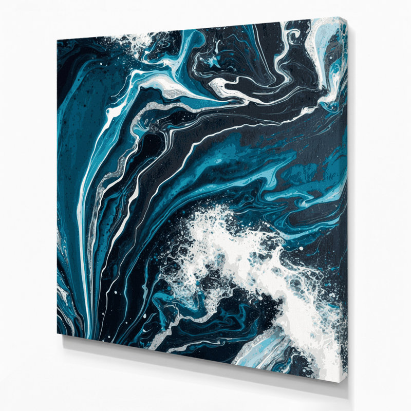 Abstrait art fluide sur toile grise 1, H 12 po x l 12 po