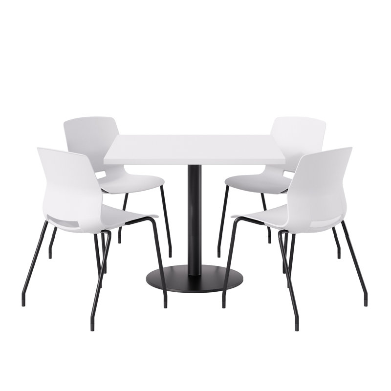 Ensemble repas pour 4 personnes à hauteur de bar, Blanc / noir, H 41 po x L 42 po x l 42 po, Blanc
